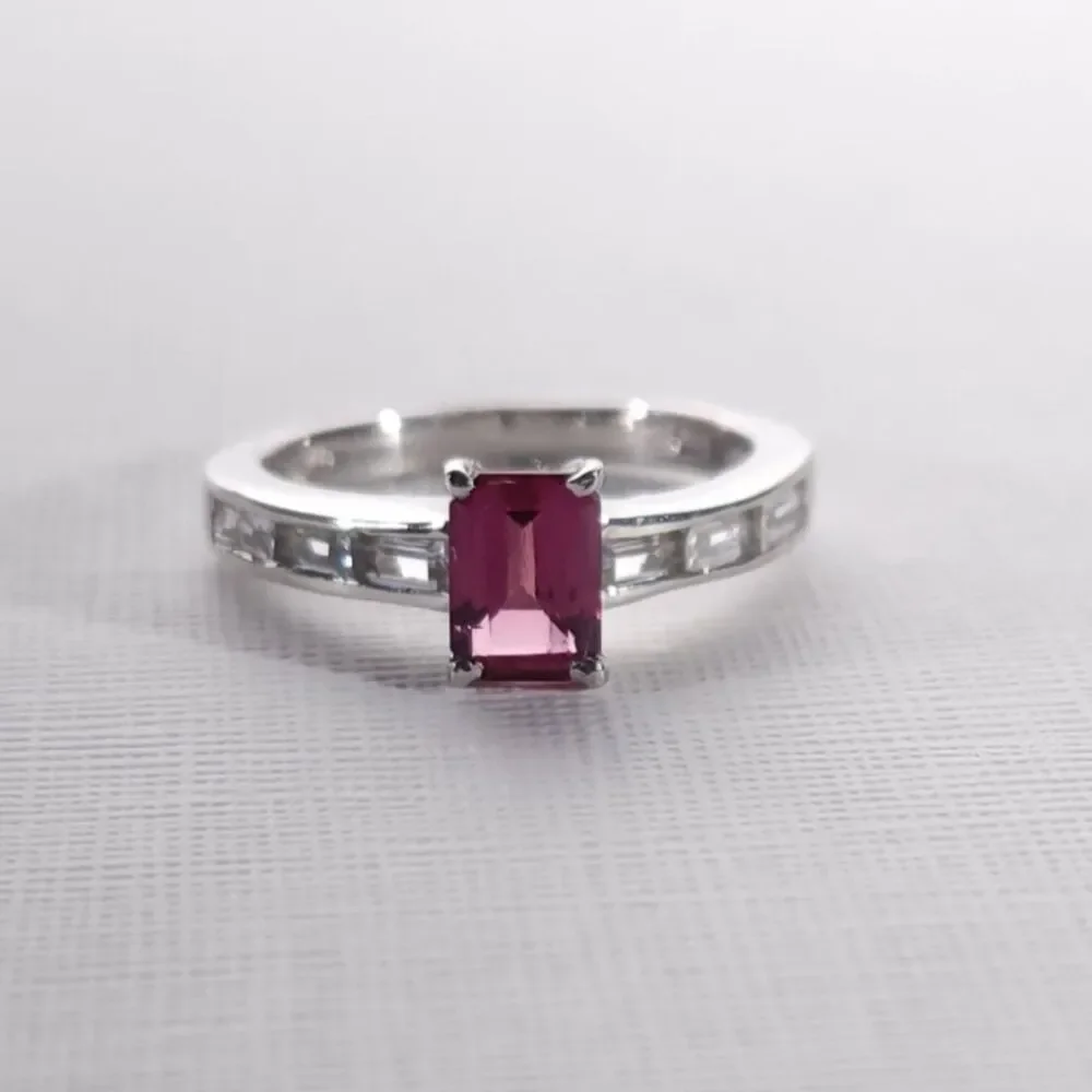 Bixbite and White Topaz Ring Size 5
